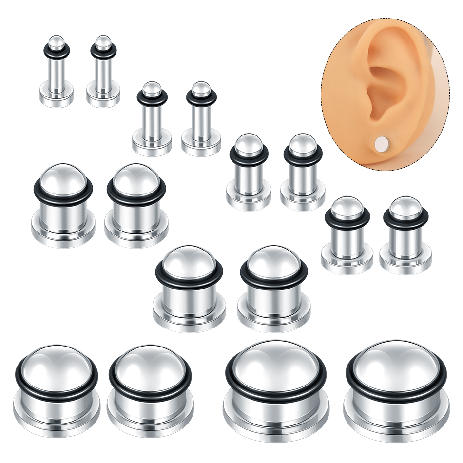 Seam Gauge Metal - 1Pair Stainless Steel Ear Tunnel Earring