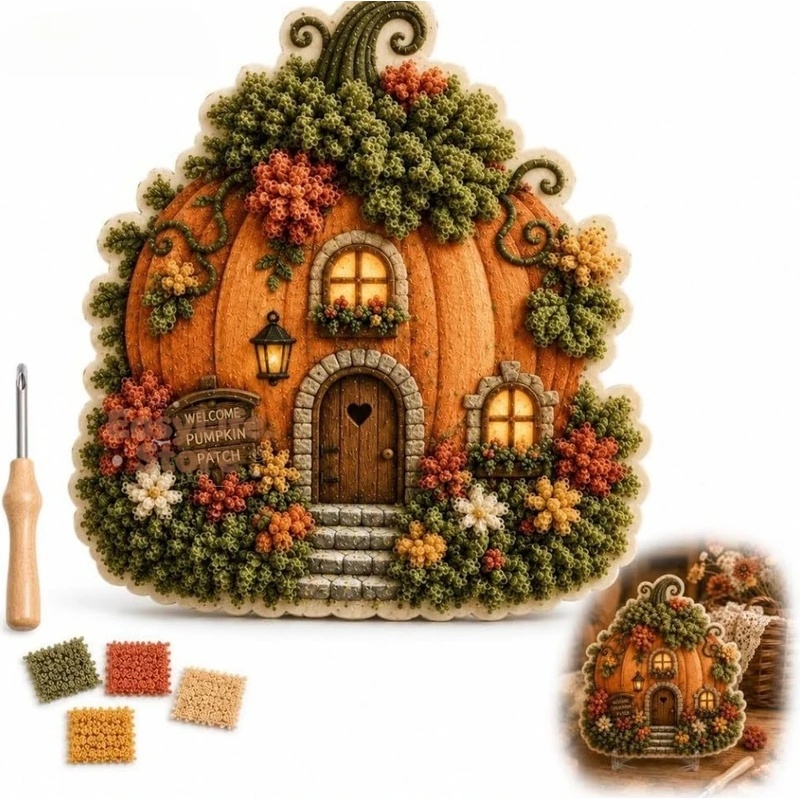 Textiles Sewing Techniques - Whimsical Village 3D Fabric Poke Art