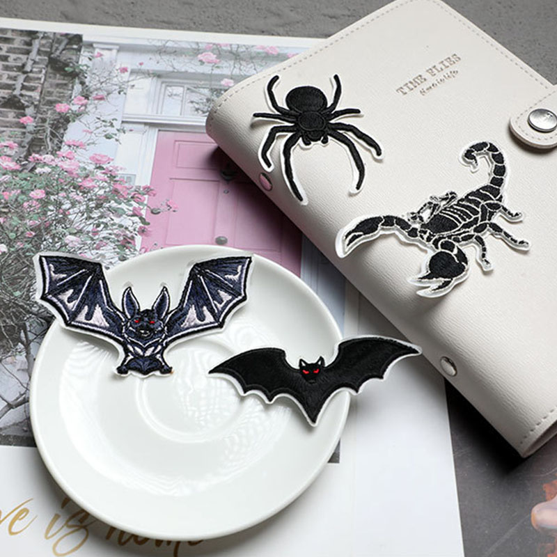 Velcro Sew On - Spider Scorpion Bat Black Animal Self-adhesive