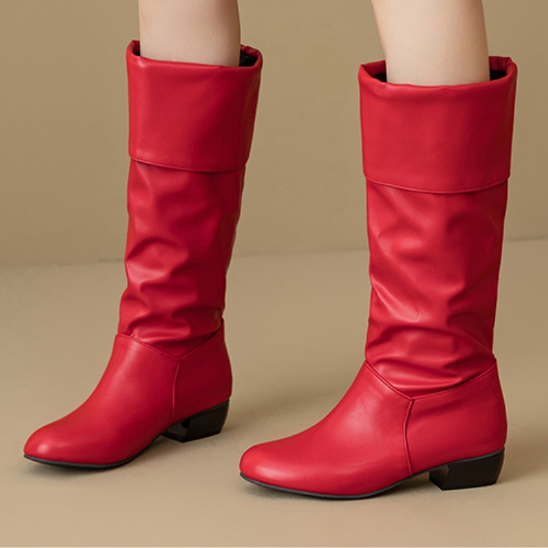 Slip on Knee High Boots Pleate - đánh giá và giá Sewing Fleece