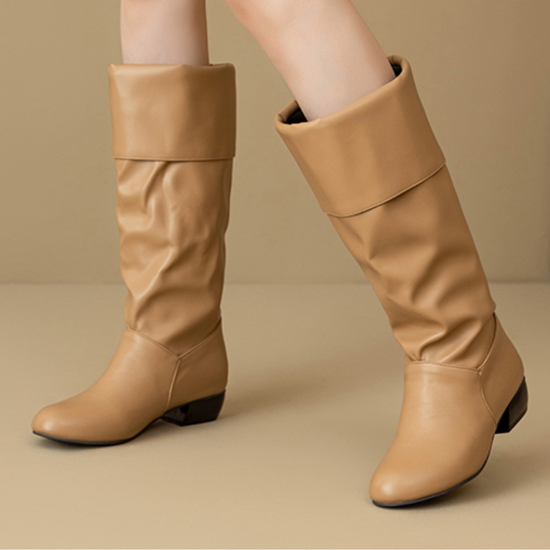Slip on Knee High Boots Pleate - đánh giá và giá Sewing Fleece