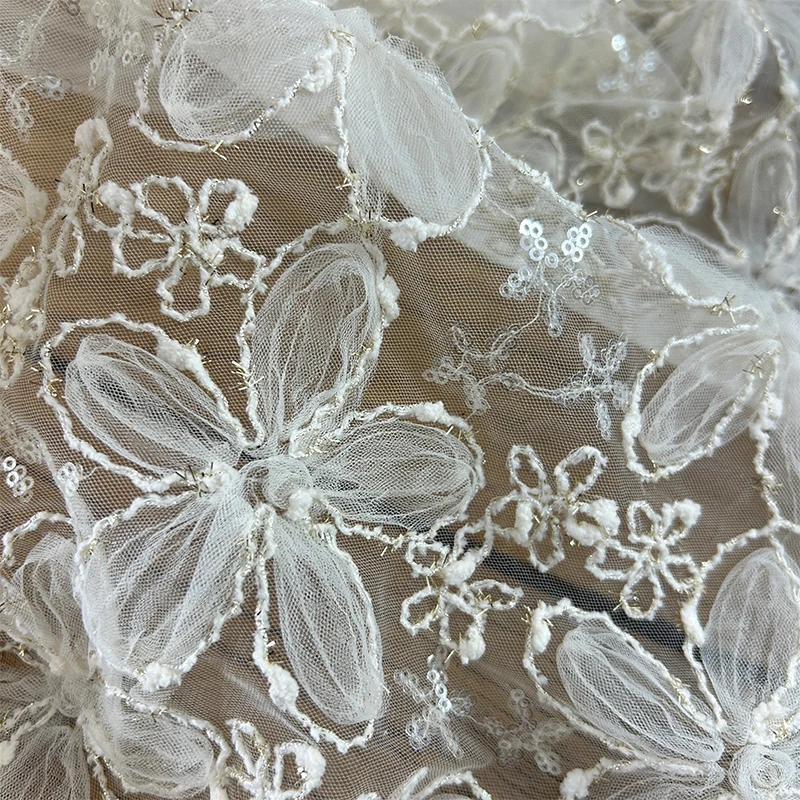 3D Embroidered Sequin Mesh Fab - đánh giá và giá Textiles Sewing Techniques