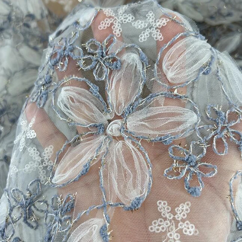 3D Embroidered Sequin Mesh Fab - đánh giá và giá Textiles Sewing Techniques