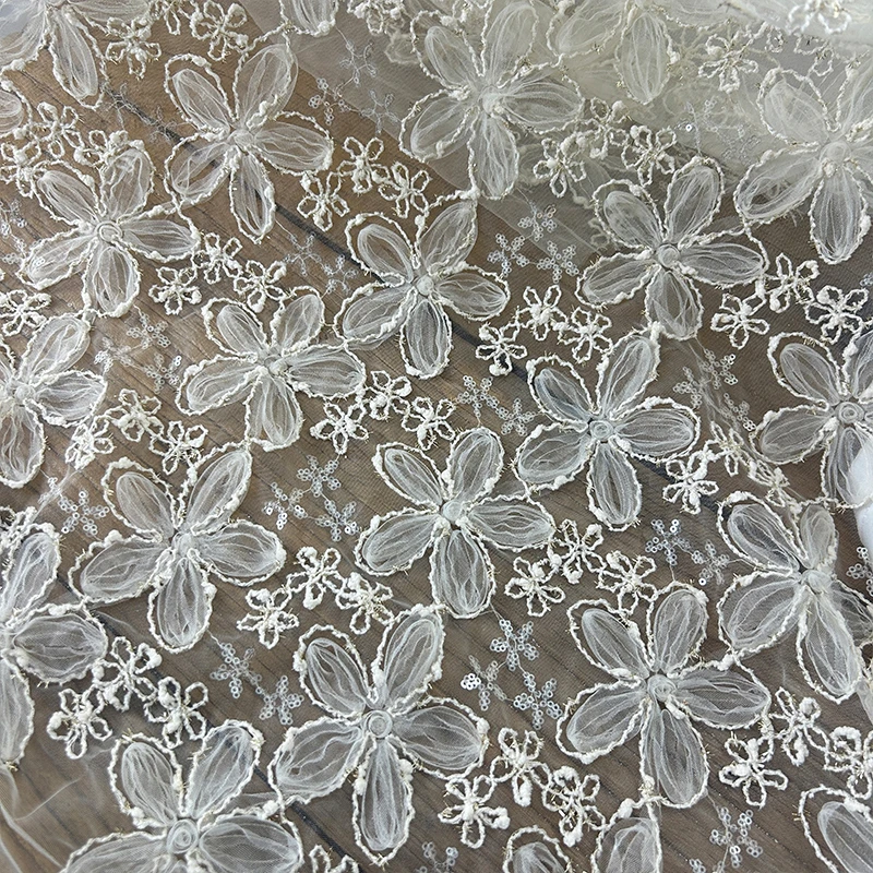 3D Embroidered Sequin Mesh Fab - đánh giá và giá Textiles Sewing Techniques