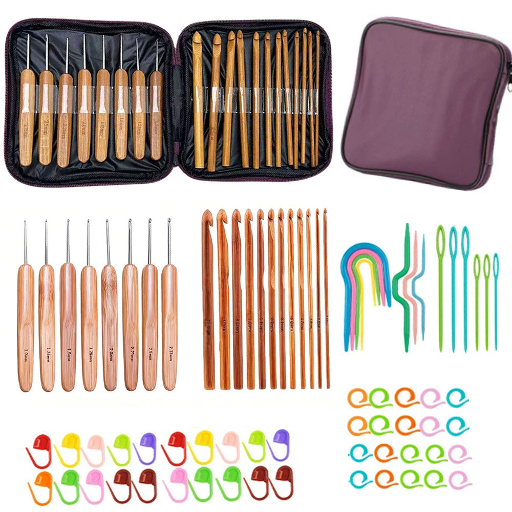 74pcs Bamboo Crochet Hooks Set - đánh giá và giá Sewing Kit