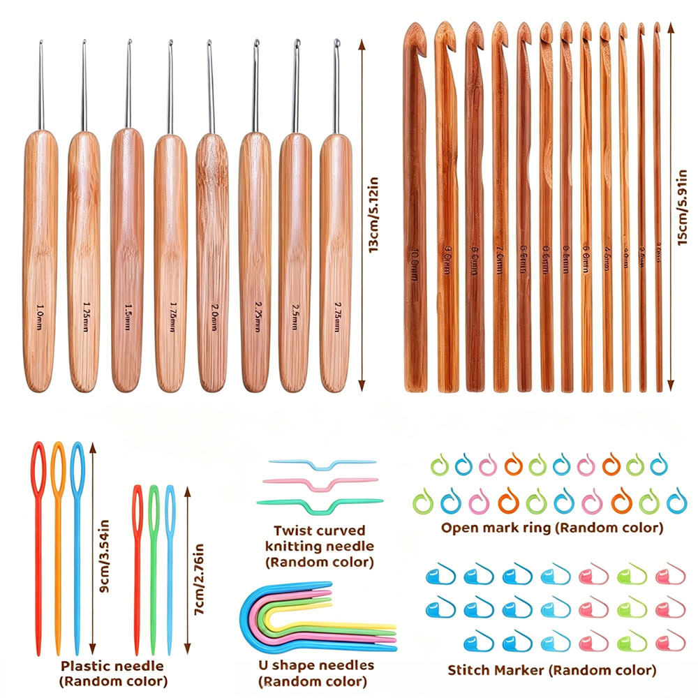 74pcs Bamboo Crochet Hooks Set - đánh giá và giá Sewing Kit