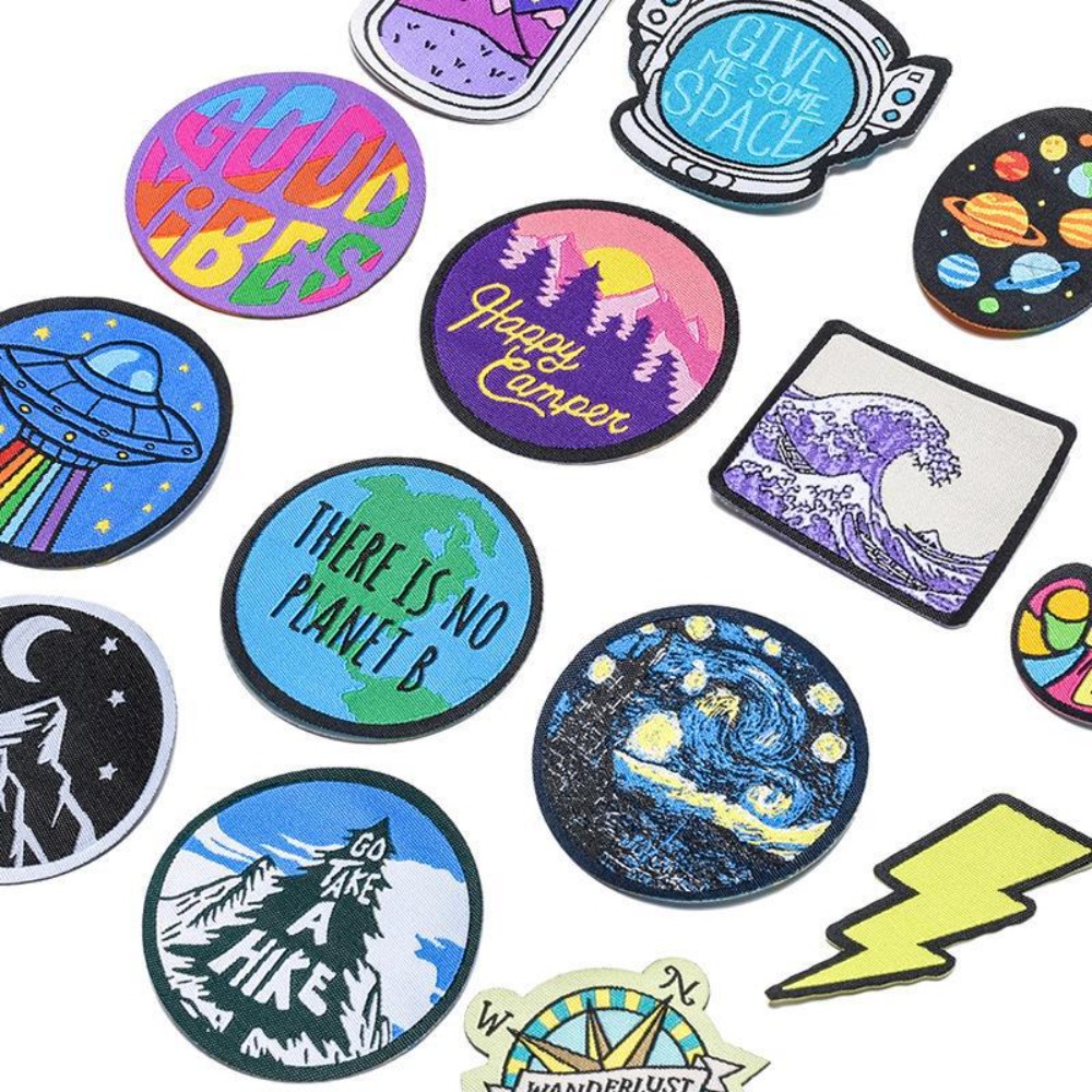 Cartoon Landscape Space Woven  - đánh giá và giá Sewing Labels
