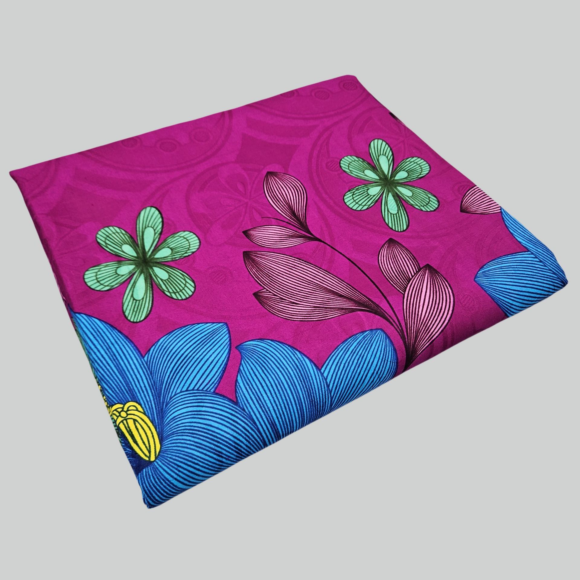 Floral Printed on Purple Blue  - đánh giá và giá Sewing Batik
