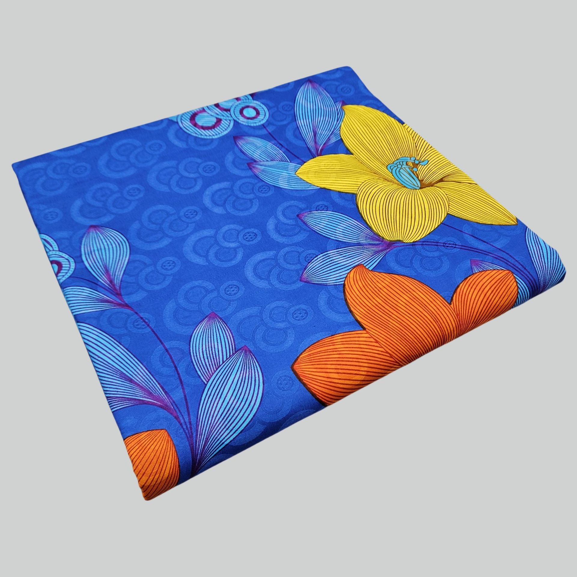 Floral Printed on Purple Blue  - đánh giá và giá Sewing Batik
