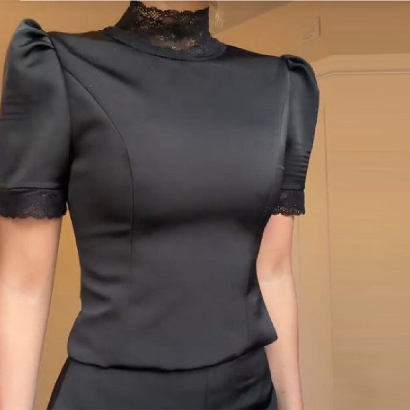 New Satin Lace Edge Top Short  - đánh giá và giá Shoulder Pad Set In